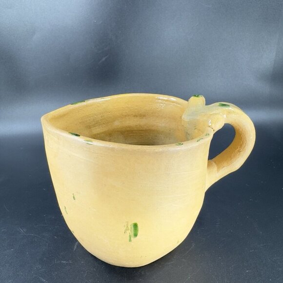 Vintage Stoneware Hand Made Pottery Pitcher Creamer Heart Shaped Green Spots VTG - Picture 8 of 15